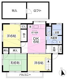 千代田的場ファミリアA 3DKの間取図画像