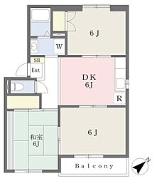 フォンテーヌ・南 3DKの間取図画像
