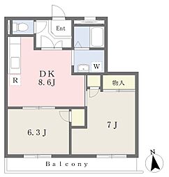 ソレイユ・マ・メゾン 2DKの間取図画像