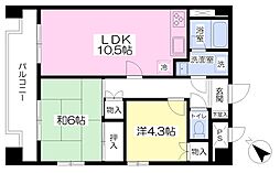 エクレール川辺 2LDKの間取図画像