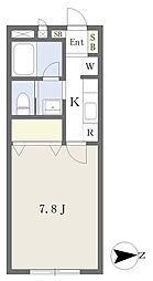 プラード 1Kの間取図画像