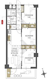 東武鶴瀬西口サンライトマンション 3LDKの間取図画像
