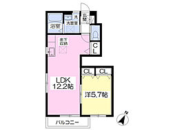 フローレス清右 1LDKの間取図画像