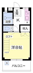 ゴールドハイム2 1Kの間取図画像