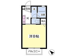 カーサ・オーチャード 1Kの間取図画像