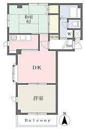タカラ峰ハイツB 2DKの間取図画像