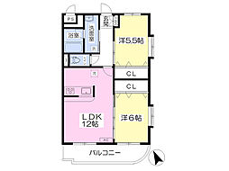 グリーンヒルズ 2LDKの間取図画像
