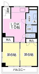 コーポ三倉 2LDKの間取図画像