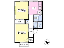 セジュール菅沼1 2DKの間取図画像