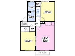 ルミエール城南 2LDKの間取図画像