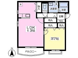 ヴィクトリーAZUMA 1LDKの間取図画像