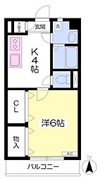 マンションユザワ 1階1Kの間取り