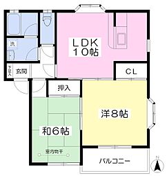 シャンポールフクダ 2LDKの間取図画像