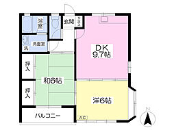 サンハイツ斉藤 2DKの間取図画像