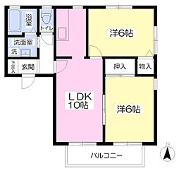 メゾンボヌールA棟 2LDKの間取図画像