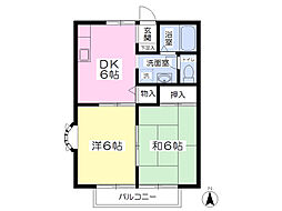 レジデンス笹の森 2DKの間取図画像