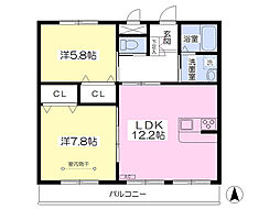 ラバーゼ 2LDKの間取図画像