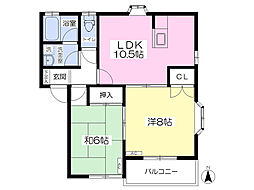 ファミリーパレス中里A 2LDKの間取図画像