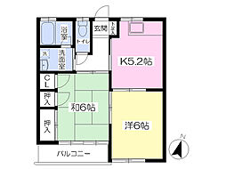ヴィレッジフクダ 2Kの間取図画像