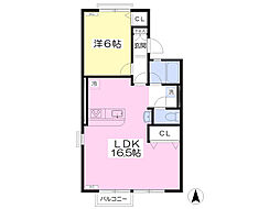 ハイツスズキA 1LDKの間取図画像