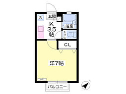 ヴィラージュホリウチ 1Kの間取図画像