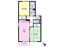 プレミエールA 2DKの間取図画像
