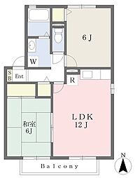 ルミエール壱番館 2LDKの間取図画像