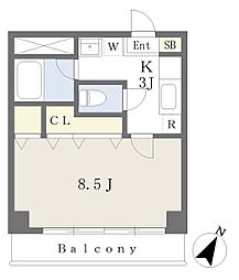 ラ・リヴィエール 1Kの間取図画像
