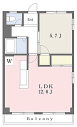 大和第二ビル 1LDKの間取図画像