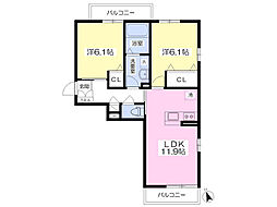 ロハス田園中央2nd 2LDKの間取図画像