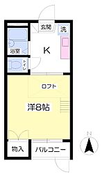 メゾン高平 1階1Kの間取り