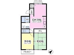 メゾン長命 2DKの間取図画像