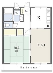 シティハイツ向陽2 2Kの間取図画像