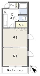 イーグルハイツ小松島1号館 2Kの間取図画像
