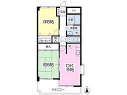 ロージェみずほ台 2DKの間取図画像