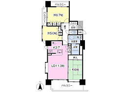 アルコート八乙女ステーションタワー 3LDKの間取図画像
