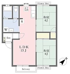 スワンレークA 2LDKの間取図画像