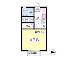 コーポ成蹊 1Kの間取図画像