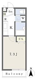ArClaraみずほ台 1Kの間取図画像