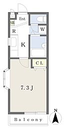 ArClaraみずほ台 1Kの間取図画像