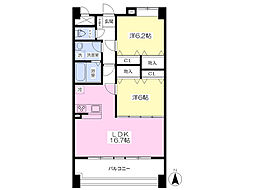 メゾンブリリアント 2LDKの間取図画像