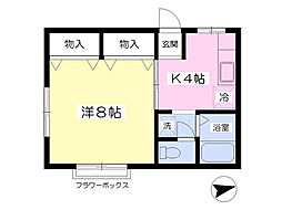 トゥインクル宮千代 1Kの間取図画像