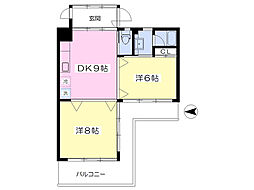 オレンジフラットE棟 2DKの間取図画像