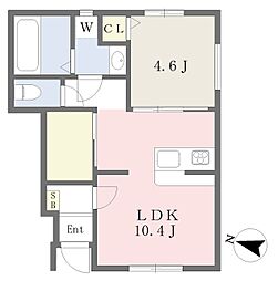 ヴェルデ青山A棟 1LDKの間取図画像