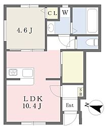 ヴェルデ青山B棟 1LDKの間取図画像