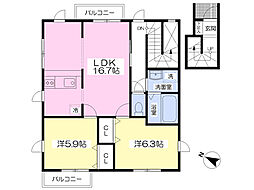 ル・レーヴ 2LDKの間取図画像