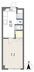 ドエル河北 1Kの間取図画像