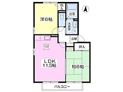 ネオ・ウイングC 2LDKの間取図画像