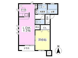 エスターテB 1LDKの間取図画像