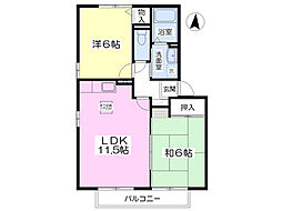 ネオ・ウイングB 2LDKの間取図画像